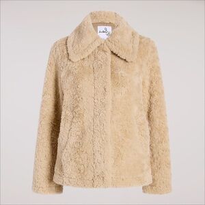 Sam Edelman Jacket Women Beige Faux Fur Shearling Short Coat Soft NWT Large